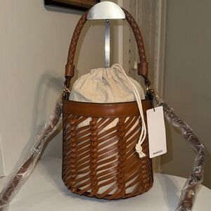 Mango Woven Lattice Bucket Bag Shoulder Crossbody